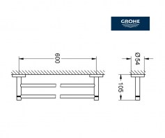 MEDIDAS TOALLERO LAVABO DOBLE ESSENTIALS GROHE